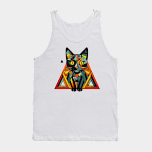 Geometric Cat Funny Abstract Cat Tank Top